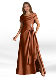 Augday Branford A-Line Pleated Stretch Satin Dress