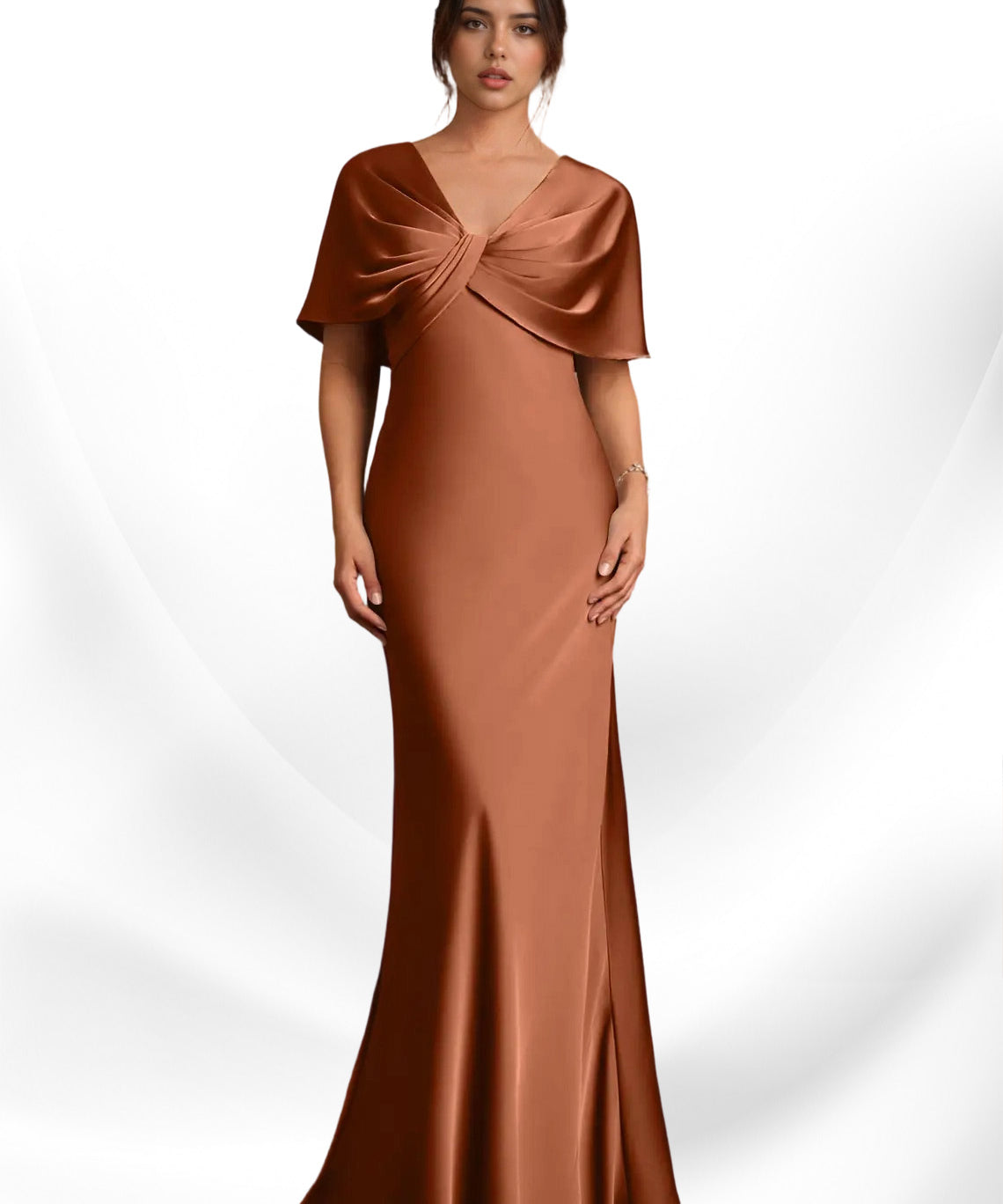 Augday Dosia Sheath Pleated Stretch Satin Dress
