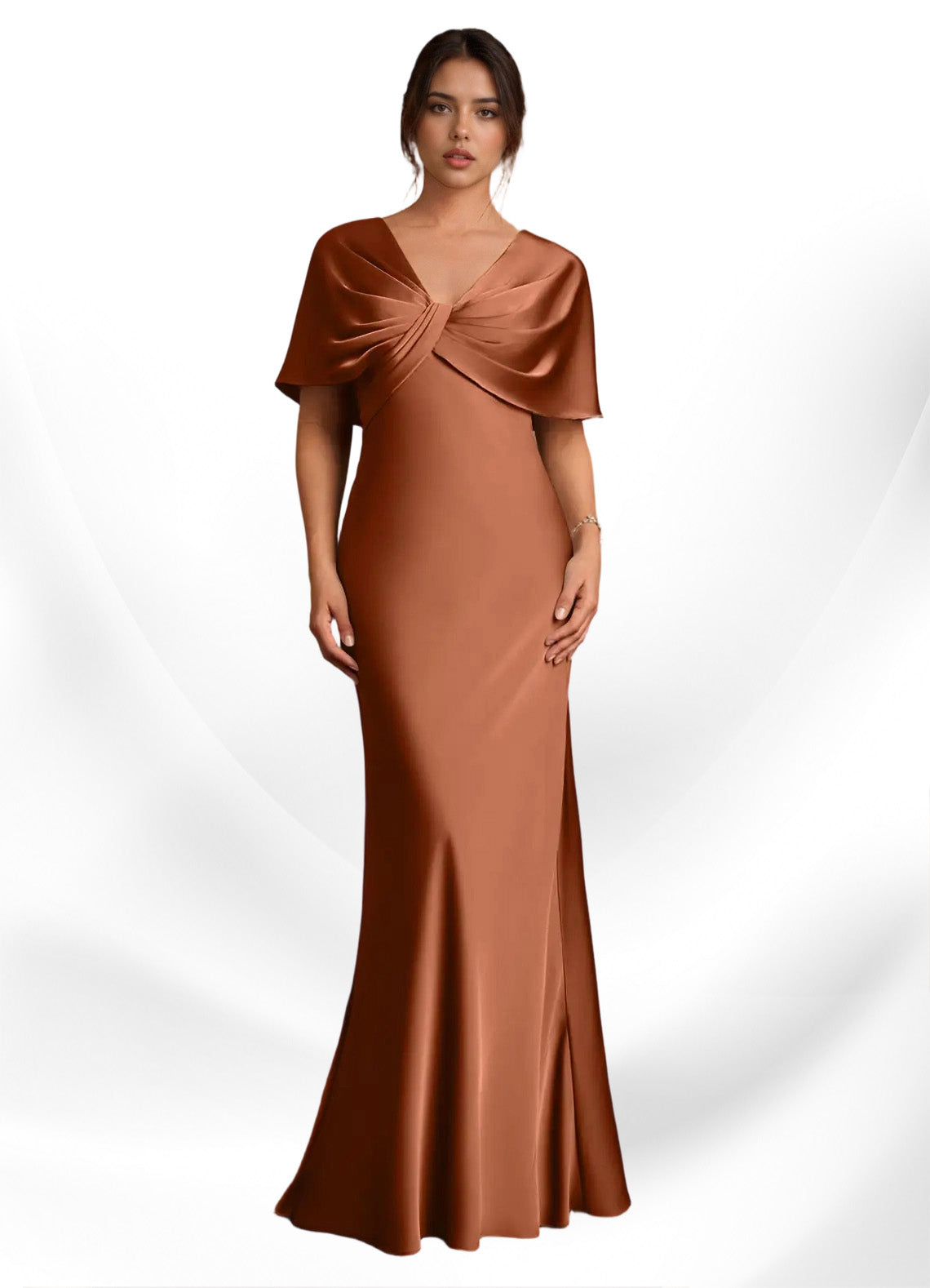 Augday Dosia Sheath Pleated Stretch Satin Dress