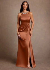 Augday Lawrence A-Line Pleated Stretch Satin Dress