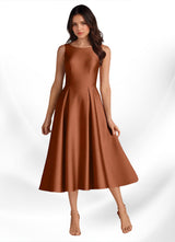 Augday Fulton A-Line Pleated Stretch Satin Dress