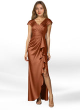 Augday Anderson A-Line Pleated Stretch Satin Dress