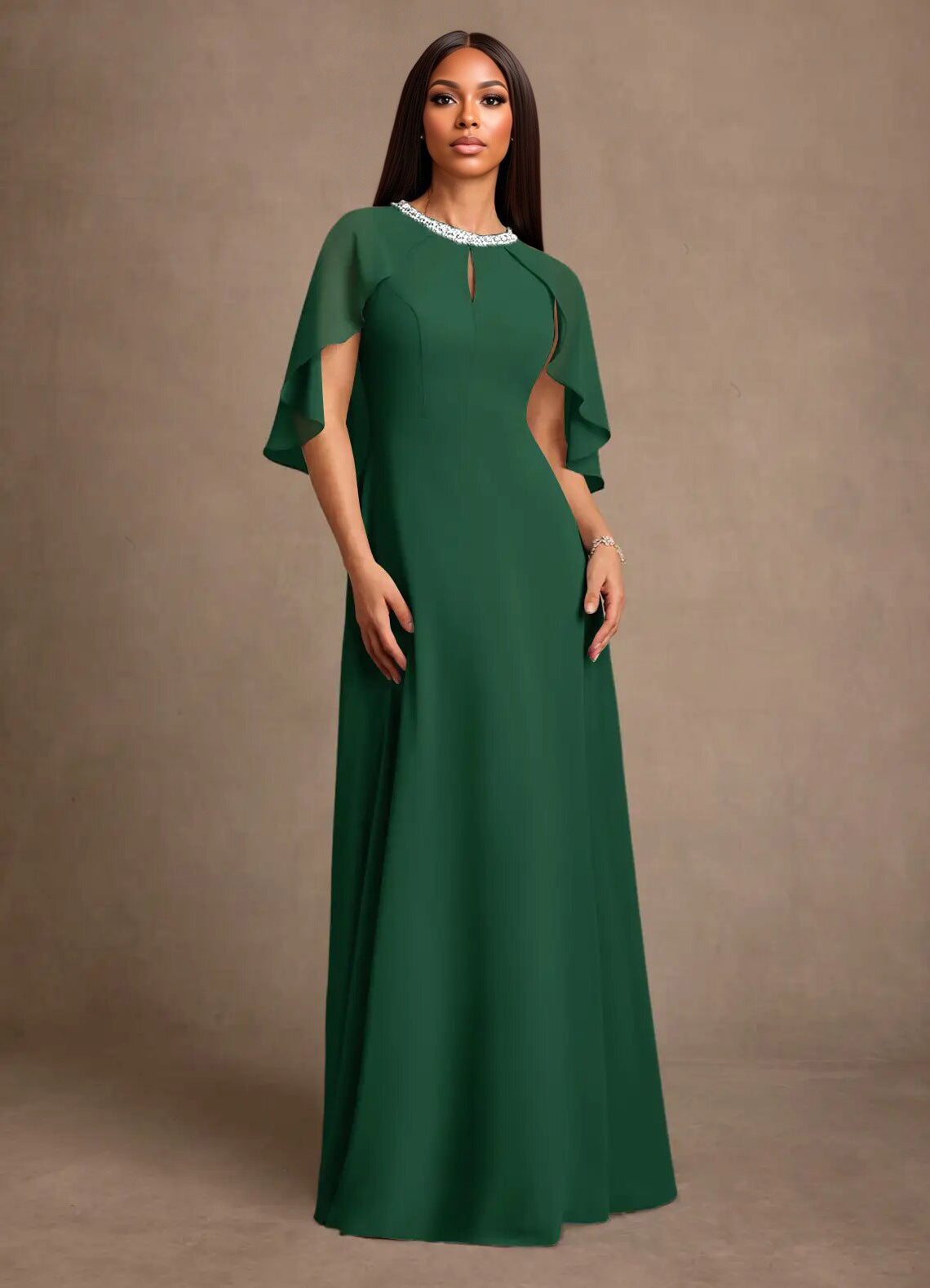 Augday Winnifred A-Line Beaded Chiffon Dress