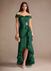Augday Billings Mermaid Off the Shoulder Stretch Satin Dress