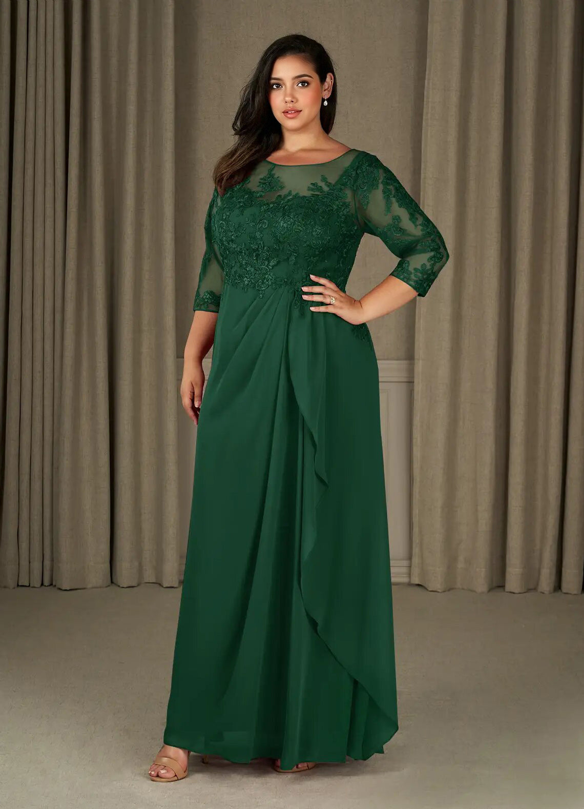 Augday Calanthe A-Line Scoop Chiffon Dress Plus Size