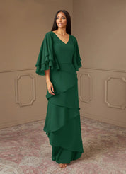 Augday OHara A-Line V-Neck Chiffon Dress