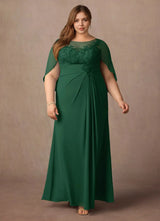 Augday Hera Mother of the Bride Dresses A-Line Lace Capelet Chiffon Dress Plus Size