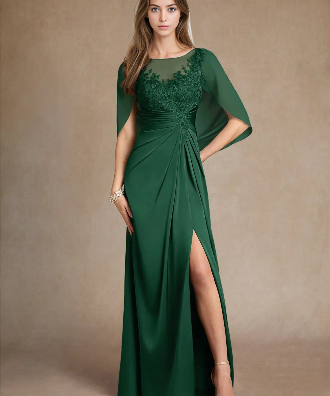 Augday Hera Mother of the Bride Dresses A-Line Lace Stretch Satin Dress