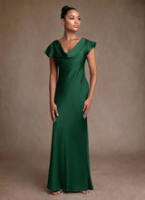 Augday Shelby Mother of the Bride Dresses Mermaid Pleated Stretch Satin Dress