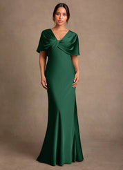 Augday Dosia Sheath Pleated Stretch Satin Dress