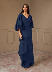 Augday OHara A-Line V-Neck Chiffon Dress