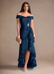 Augday Billings Mermaid Off the Shoulder Stretch Satin Dress