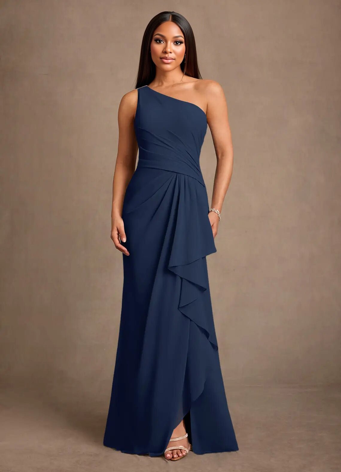 Augday Floy Sheath One Shoulder Chiffon Dress