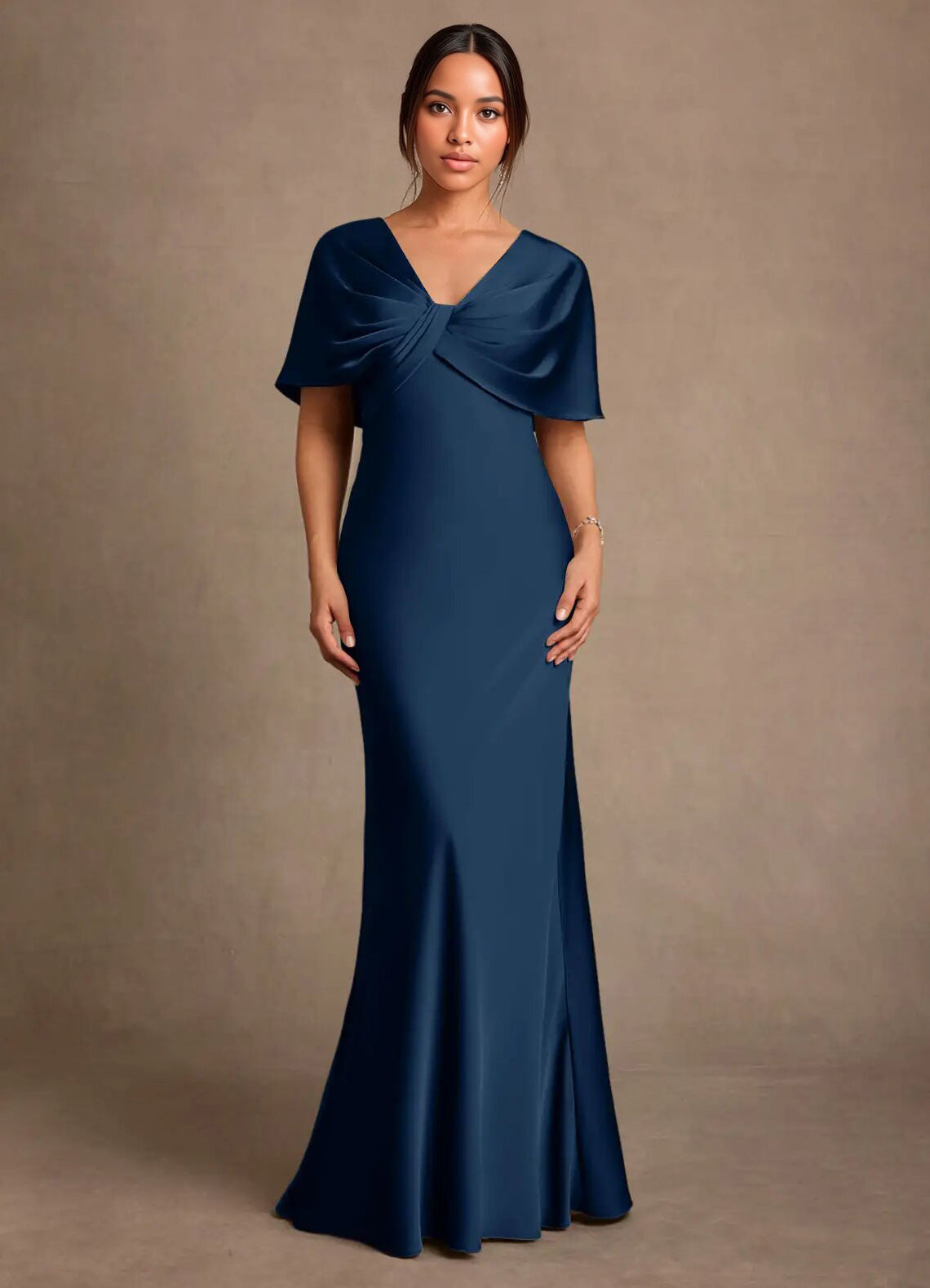 Augday Dosia Sheath Pleated Stretch Satin Dress