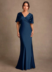 Augday Dosia Sheath Pleated Stretch Satin Dress