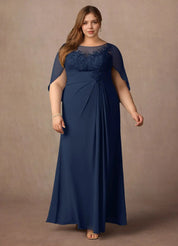 Augday Hera Mother of the Bride Dresses A-Line Lace Capelet Chiffon Dress Plus Size