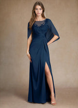 Augday Hera Mother of the Bride Dresses A-Line Lace Stretch Satin Dress