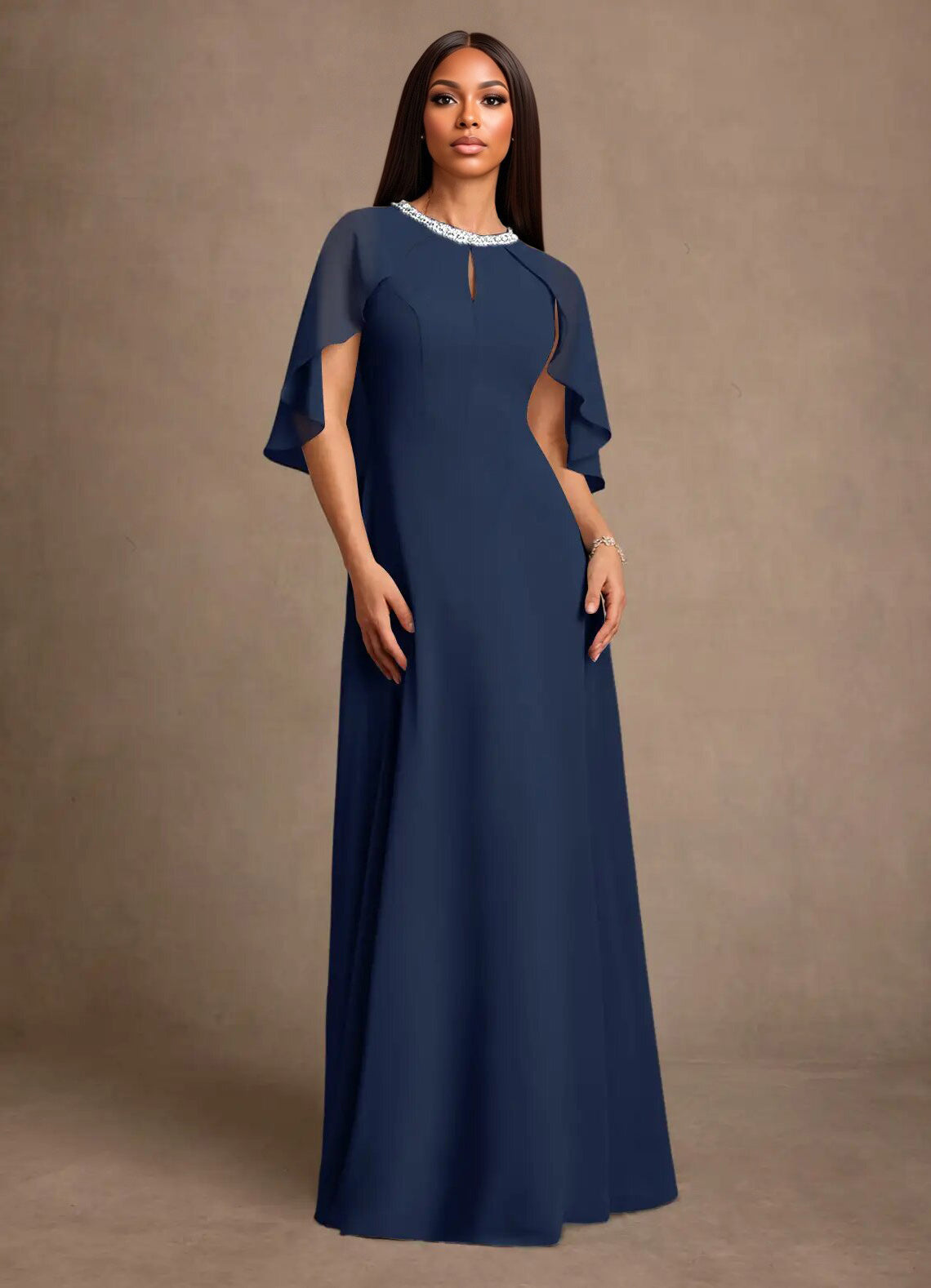 Augday Winnifred A-Line Beaded Chiffon Dress
