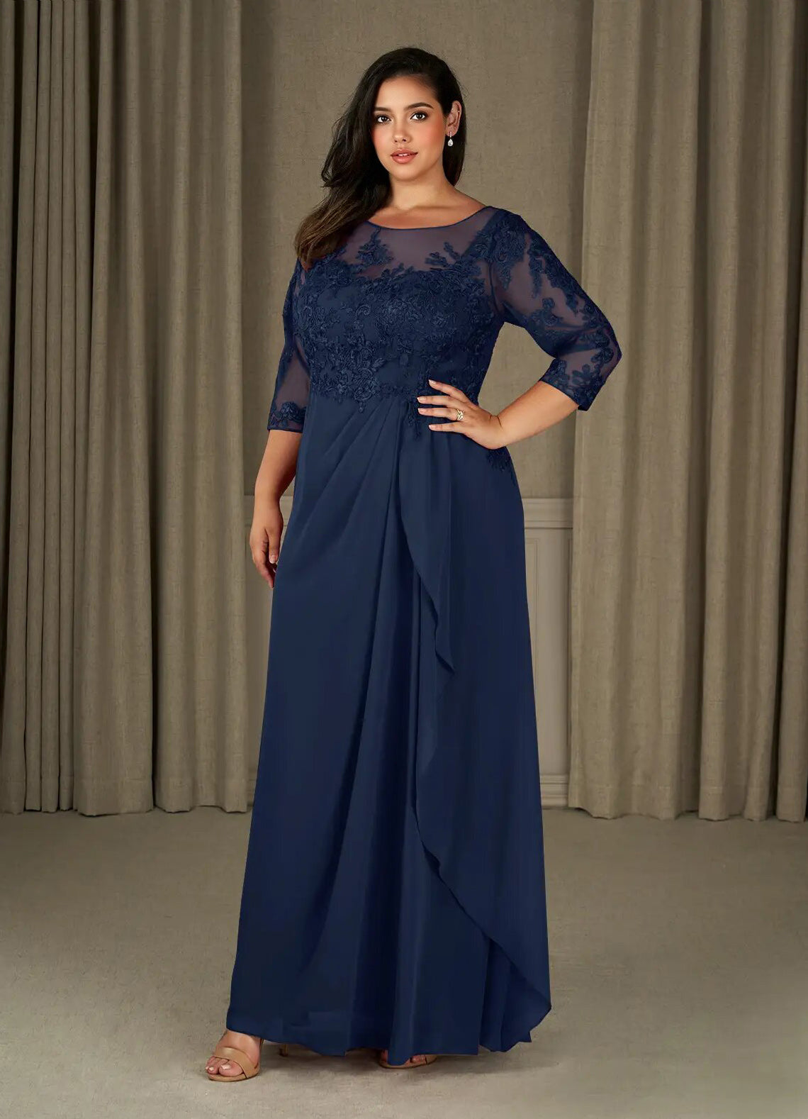 Augday Calanthe A-Line Scoop Chiffon Dress Plus Size