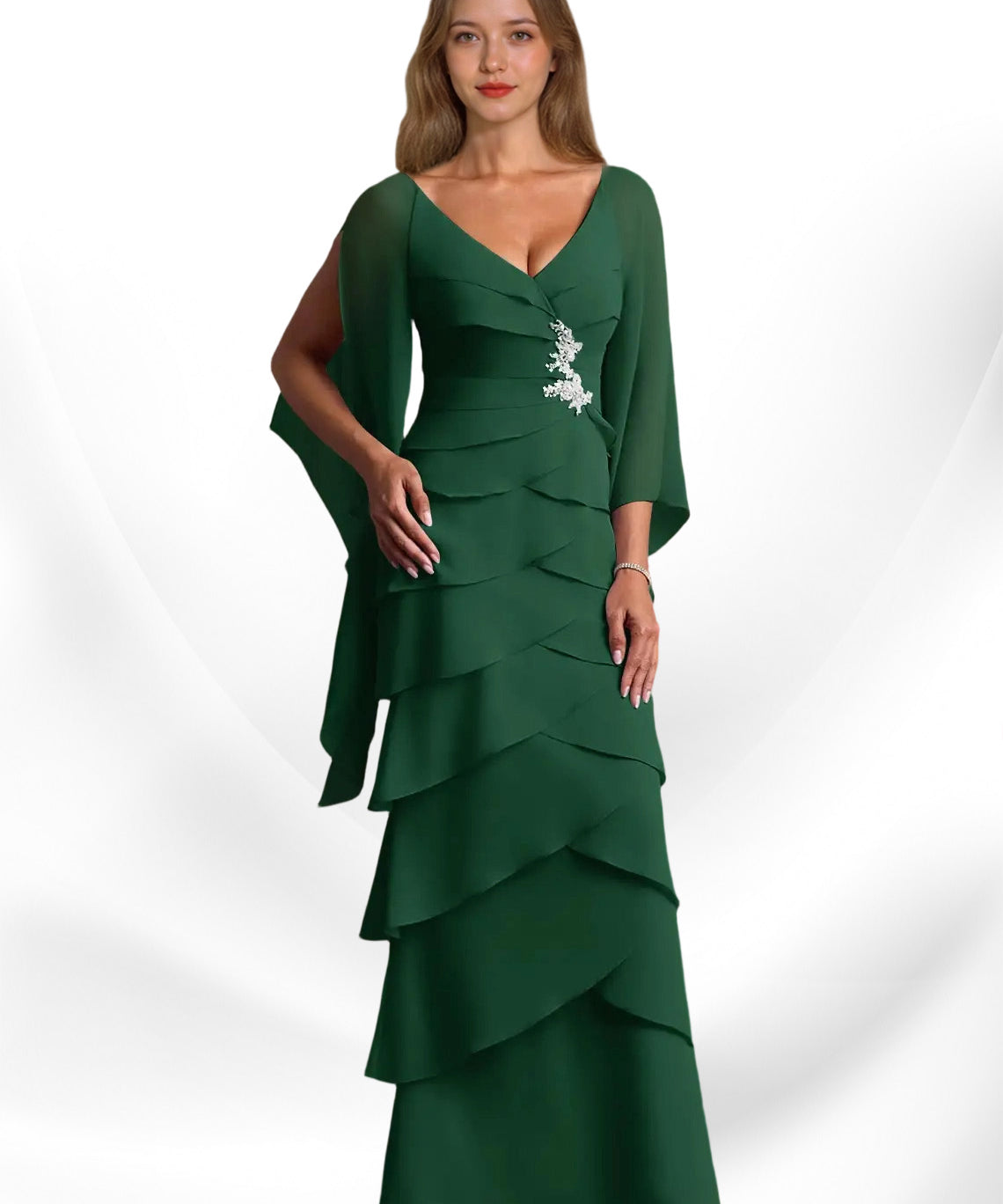 Augday Arabinda Sheath Ruched Chiffon Dress