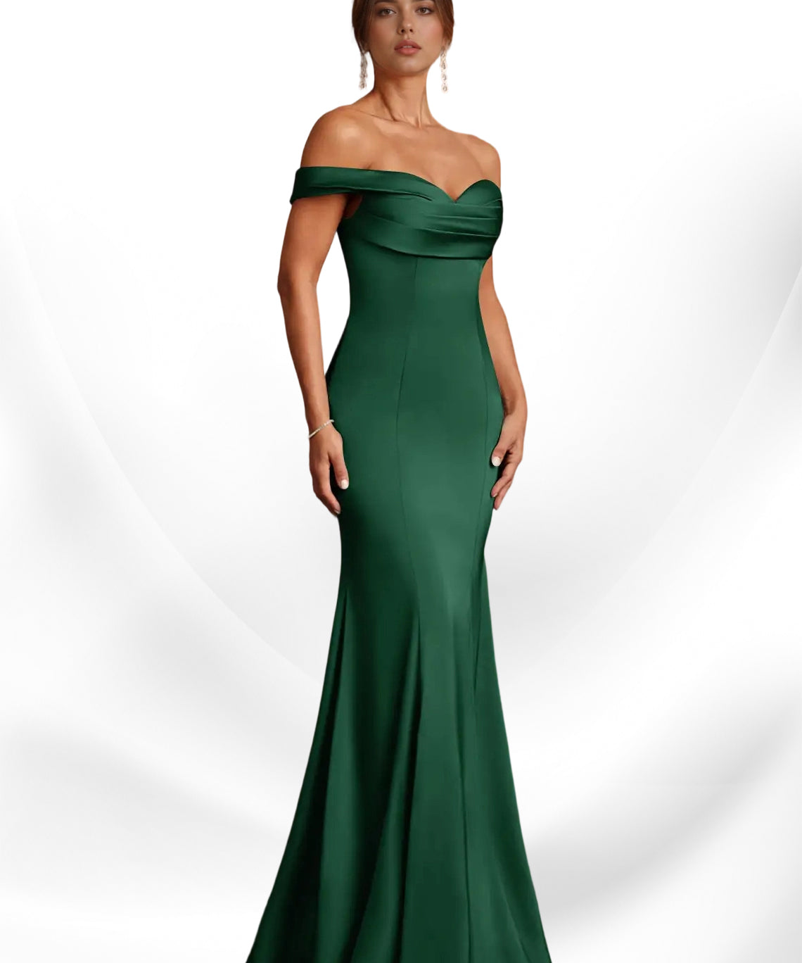 Augday  Mermaid Off the Shoulder Stretch Satin Dress