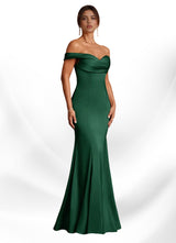 Augday Boone Mermaid Off the Shoulder Stretch Satin Dress