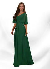 Augday Oksana A-Line V-Neck Pleated Chiffon Dress
