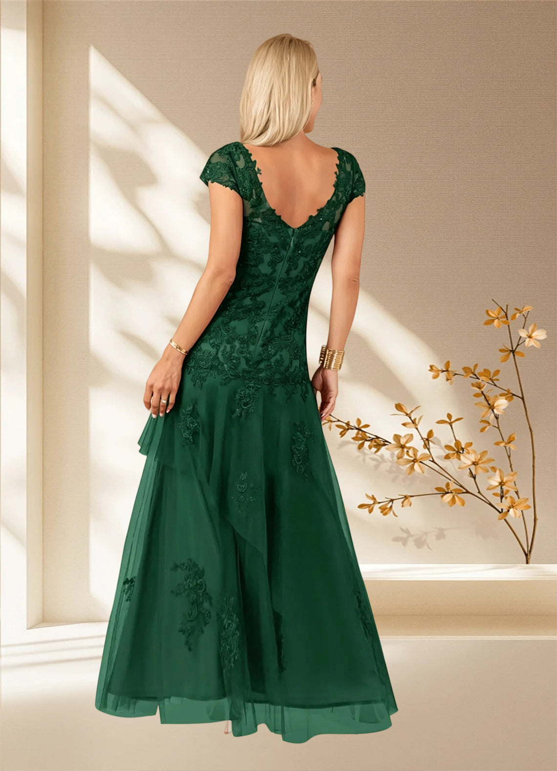 Augday Romy Mermaid V-Neck Sequins Tulle Dress