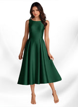 Augday Fulton A-Line Pleated Stretch Satin Dress