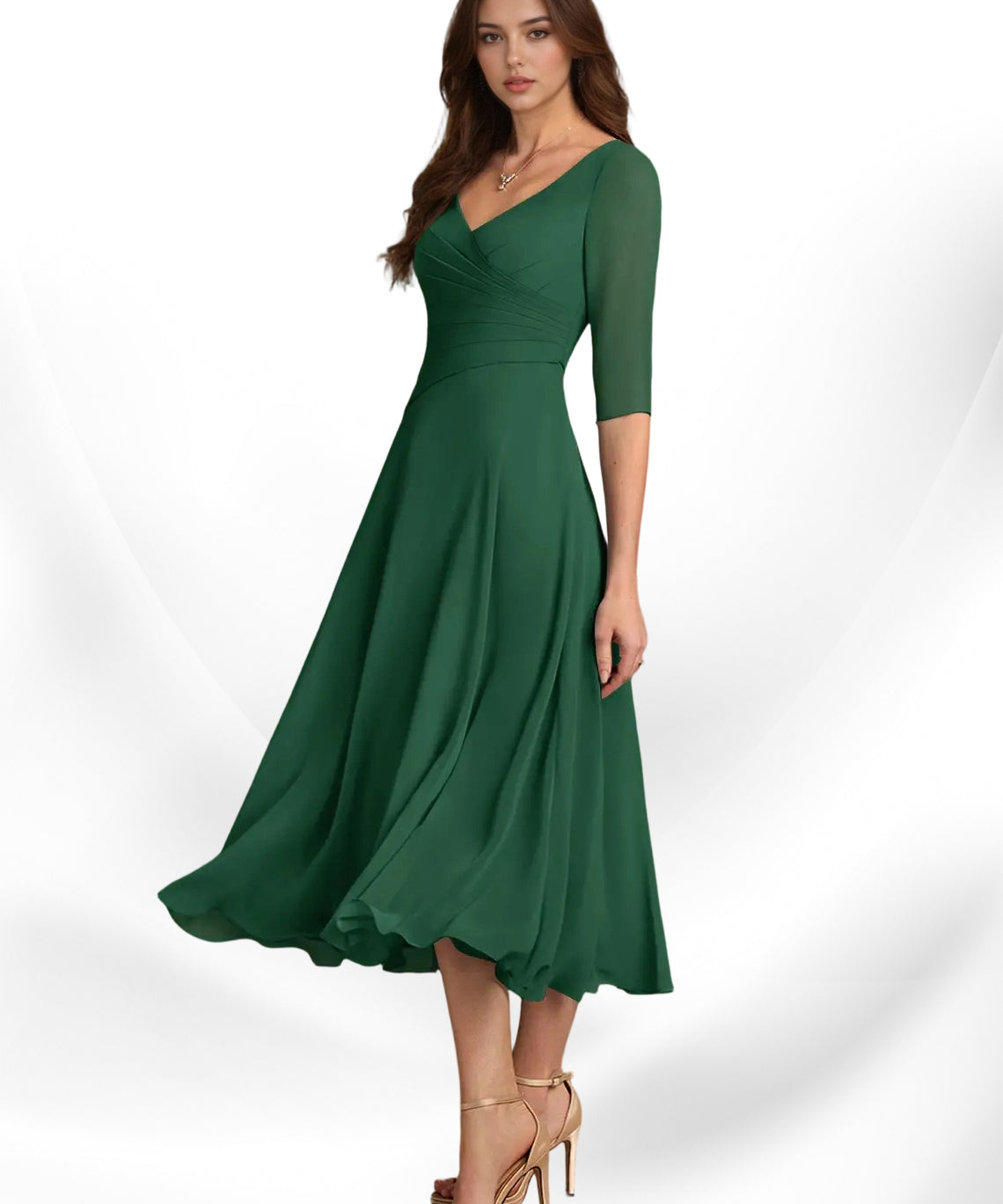 Augay Durant A-Line Pleated Chiffon Dress