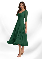 Augay Durant A-Line Pleated Chiffon Dress