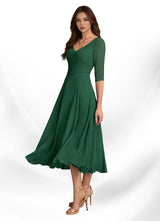 Augay Durant A-Line Pleated Chiffon Dress
