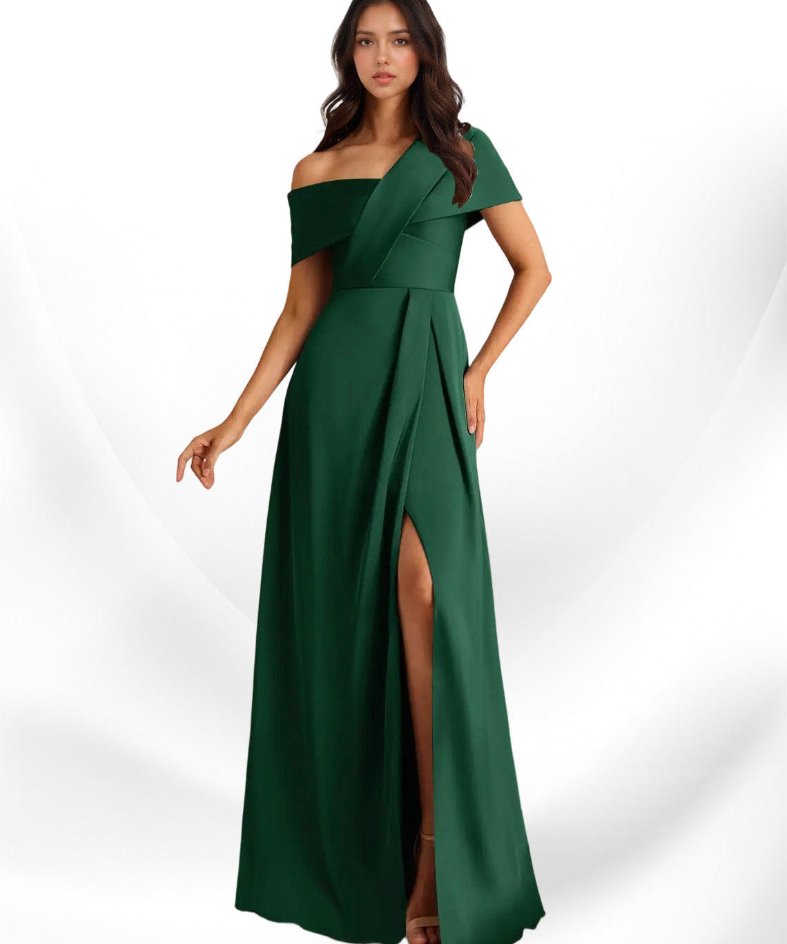 Augday Milton A-Line Pleated Stretch Satin Dress