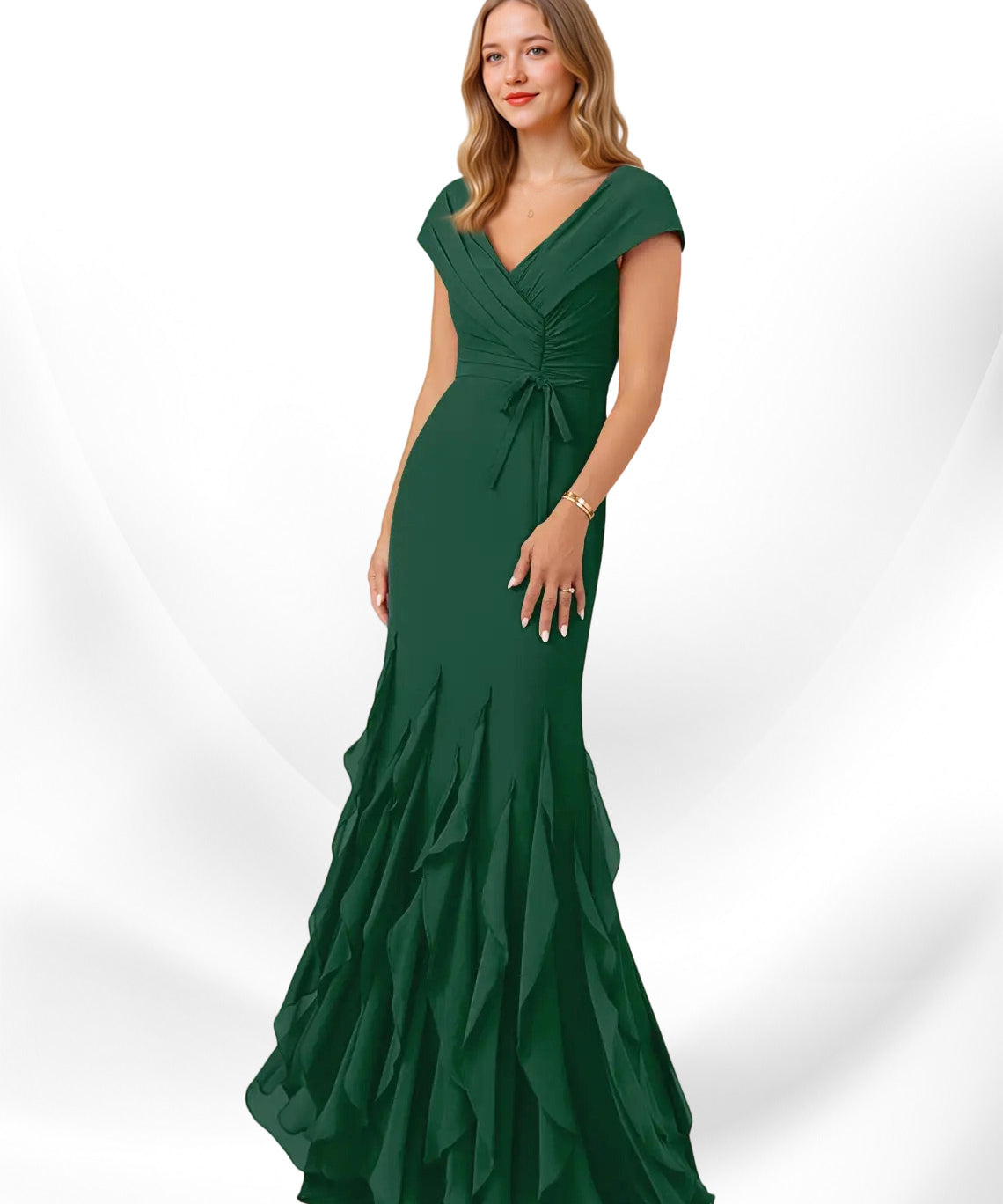 Augday Bailora Mermaid Ruched Chiffon Dress