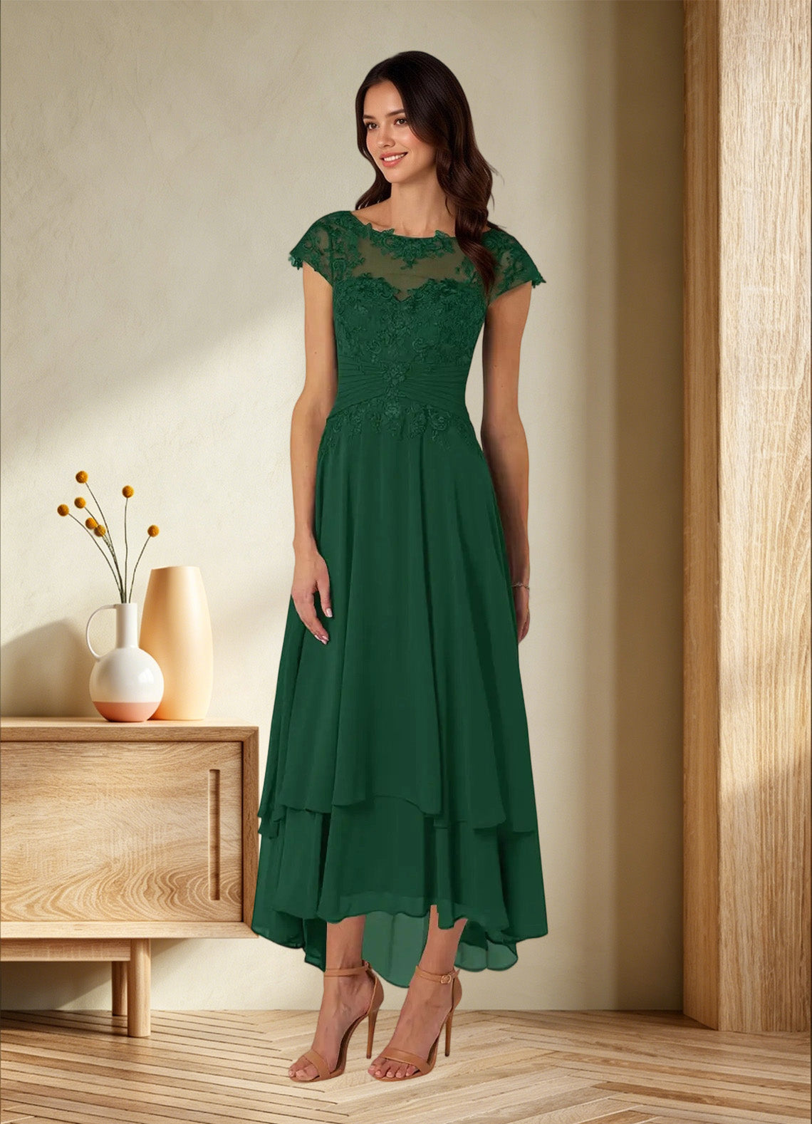 Augday Shonda Lace Chiffon Dress