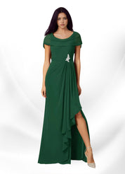 Augday Mary A-Line Side Slit Chiffon Dress