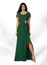 Augday Mary A-Line Side Slit Chiffon Dress