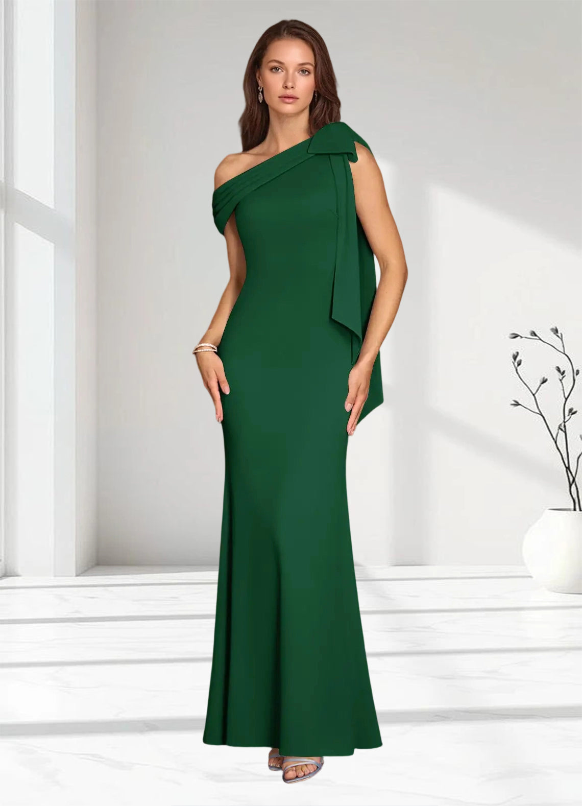Augday Myers Mermaid Pleated Stretch Crepe Dress