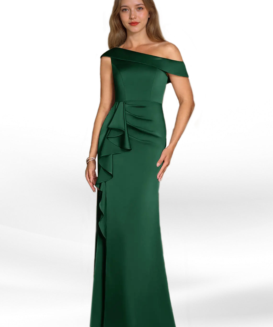 Augday Hamptons A-Line Pleated Stretch Satin Dress