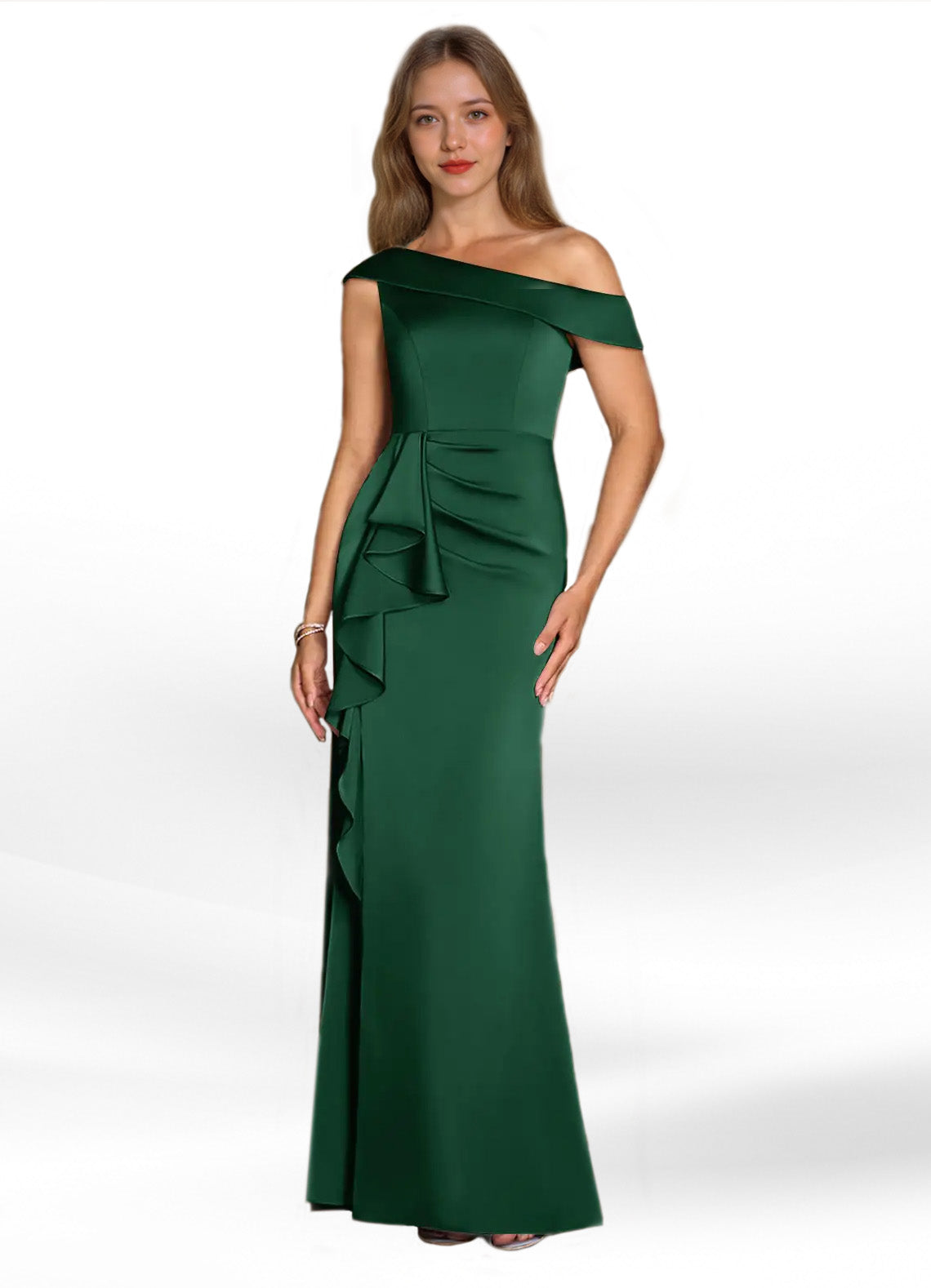 Augday Hamptons A-Line Pleated Stretch Satin Dress