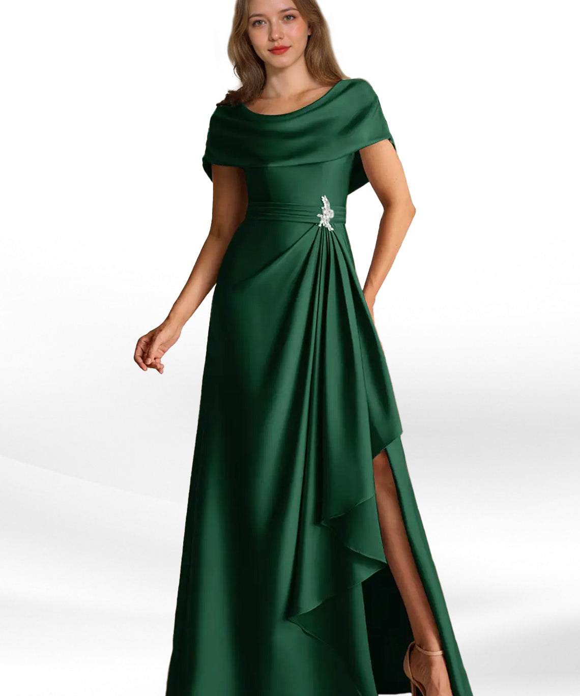 Augday Branford A-Line Pleated Stretch Satin Dress