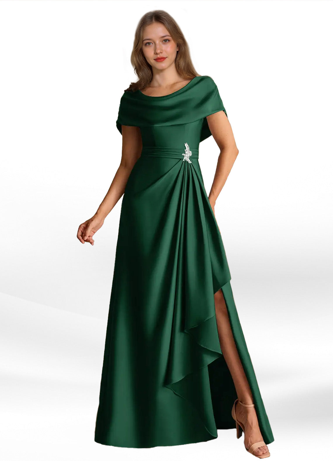 Augday Branford A-Line Pleated Stretch Satin Dress