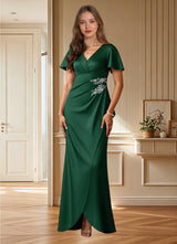 Augday Robins A-Line Pleated Stretch Satin Dress