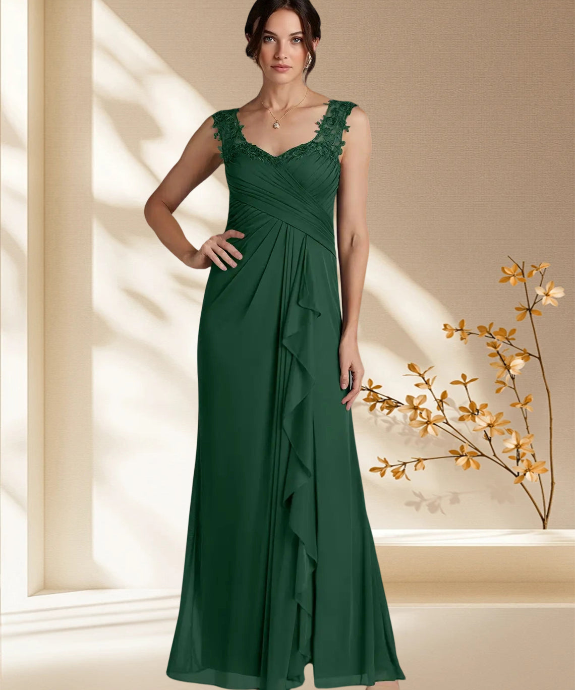 Augday Edelin A-Line Sweetheart Neckline Pleated Mesh Dress