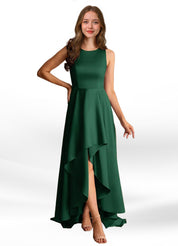 Augday Niles A-Line Trains Stretch Satin Dress