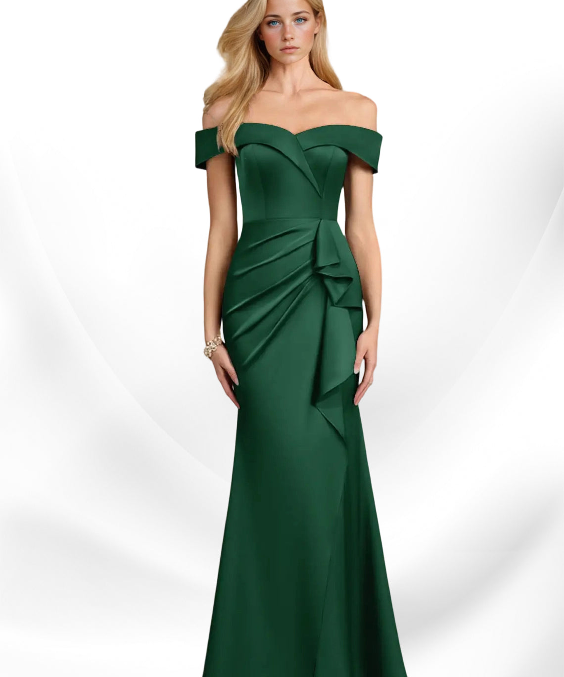 Augday Laredo Mermaid Off the Shoulder Stretch Satin Dress