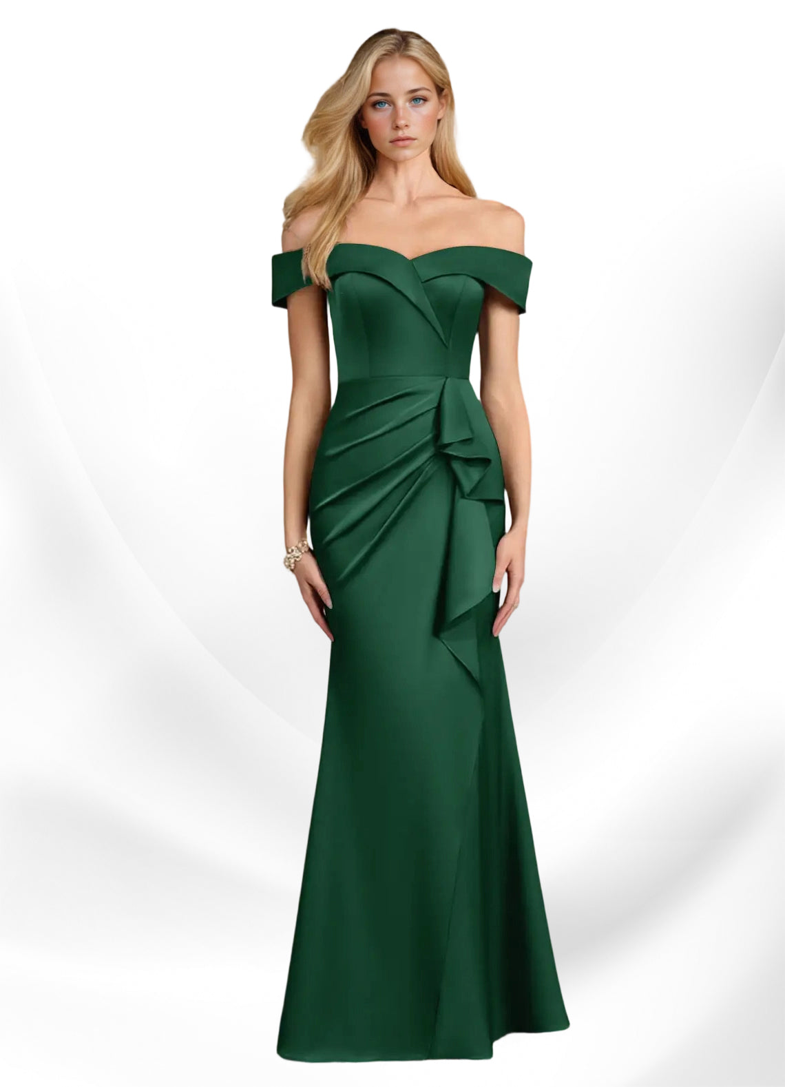 Augday Laredo Mermaid Off the Shoulder Stretch Satin Dress