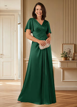 Augday Emmeline A-Line Pleated Stretch Satin Dress