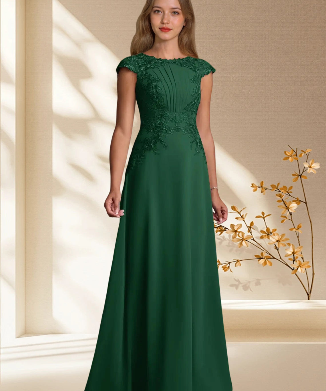 Augday Christi A-Line Lace Chiffon Dress