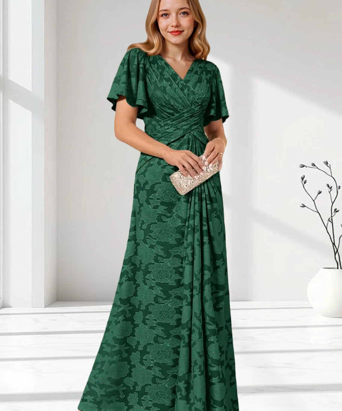 Augday Emmeline Pleated Floral Burnout Dress